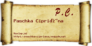 Paschka Cipriána névjegykártya